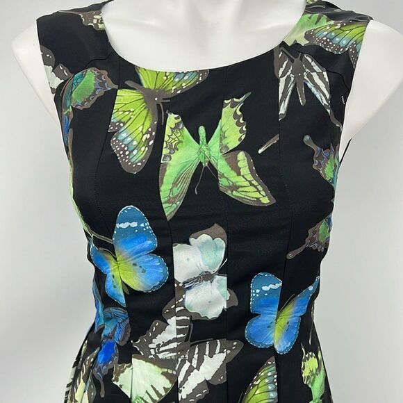 Ted Baker pleated XS butterfly print sleeveless dress - Picture 1 of 8